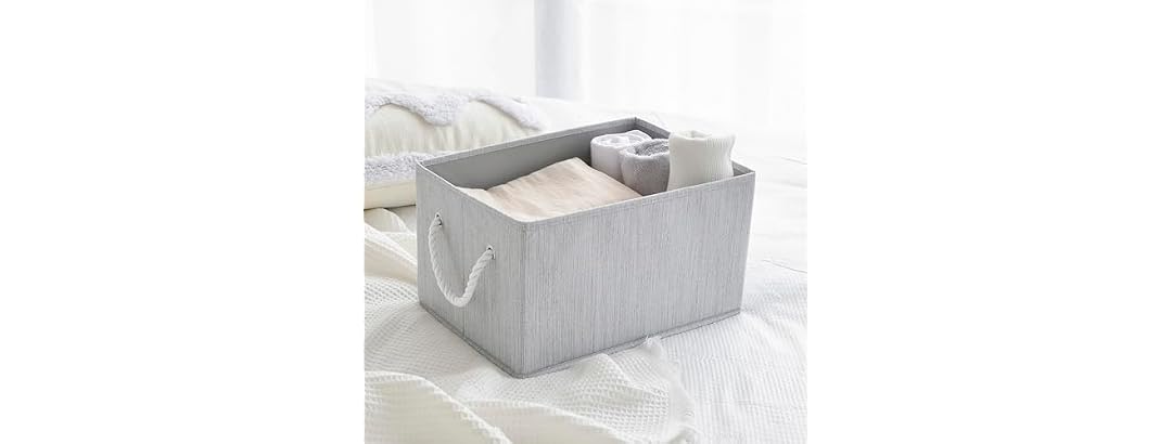 CROS Storage Baskets for Shelves 2 Pack, Grey,