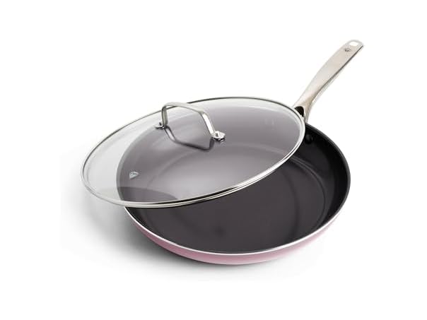 Blue Diamond 12" Nonstick Frying Pan with Lid, Pink