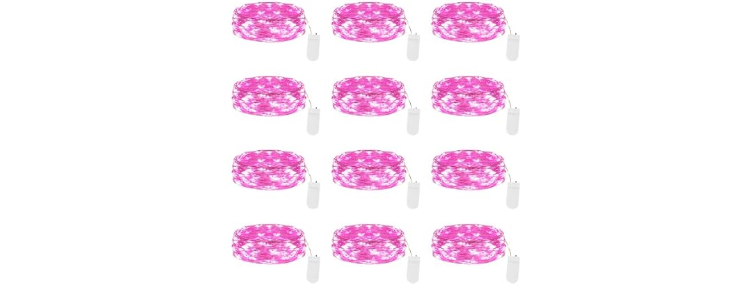 Lakumu 12 Pack Pink Led Fairy Lights