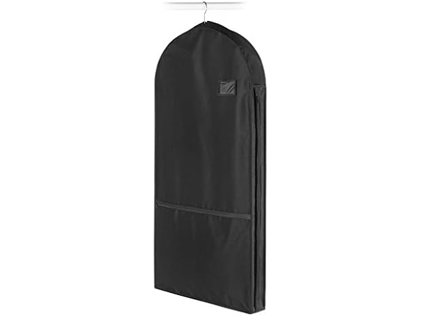 Whitmor Zippered Garment Bag with Pocket, Black