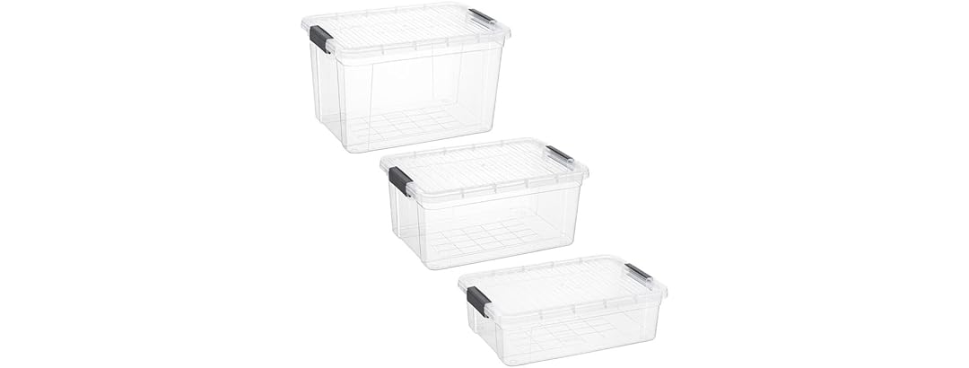 Superio Clear Storage Boxes with Lid, 3 Pack