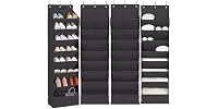 Door Shoe Organizer with 10 Extra Large Pockets, 4-Pack Black