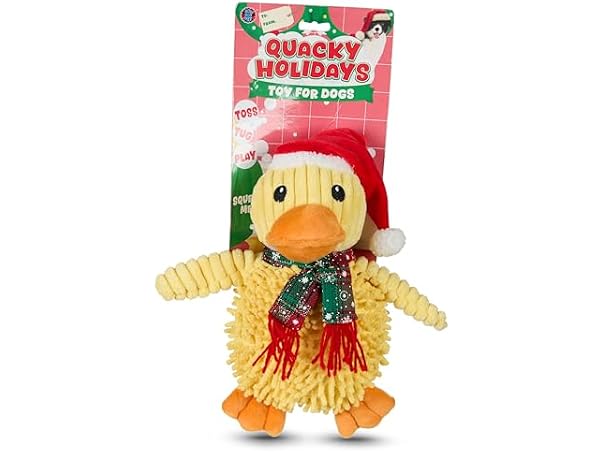 Bow Wow Pet Duck with Santa Hat Plush Dog Toy