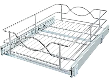 D Single-Tier Wire Pull Out Kitchen and Bath Storage Basket w