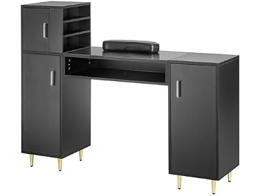 VEVOR Manicure Table, Glass Top Nail