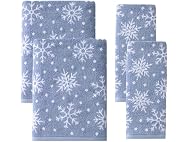 Scattered Snowflakes 100% Cotton Premium 4-Pc Towel Set