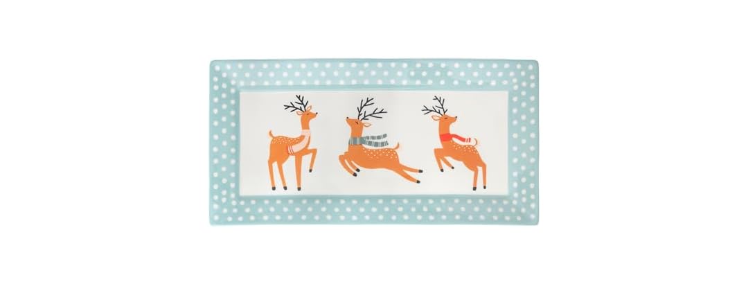 Boston International Rectangle Ceramic Platter Holiday