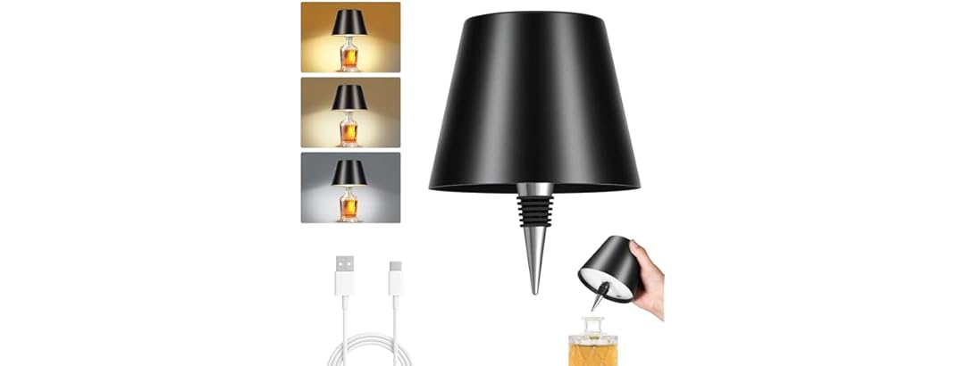Black Shade Wireless Bottle Lamp