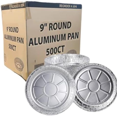 VeZee 9 Inch Round Aluminum Foil Pan Wit