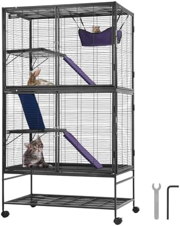 VEVOR 64.6" Rolling Metal Ferret Cage