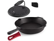 Cast Iron Skillet + Grill Press Set 12"