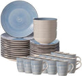 64-Pc Dinnerware Set for 16 Swirl Glazed Finish Blue