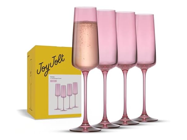 JoyJolt Sidney Stemmed Champagne Flutes, Set of 4