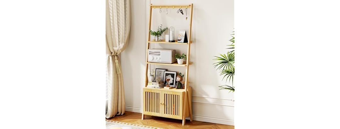 Bookcase With Drawers, 4-Tier Bamboo