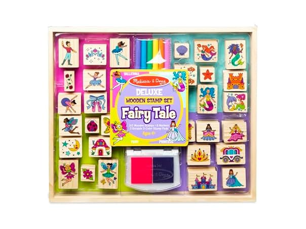 Melissa & Doug Deluxe Wooden Stamp and Coloring Set