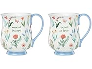 Oneida Coffee Mug Set, First Blooms Blue Mugs 2 Pieces