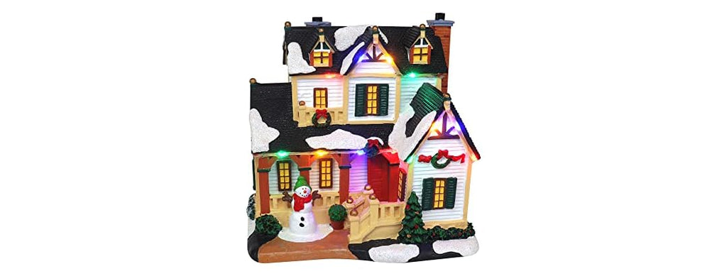 Christmas Village House with Snowman