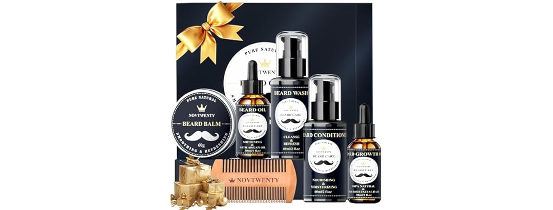 NOVTWENTY NO-BC01-7 7 in 1 Beard Care kit for men Black