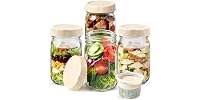 EKACO 4 Pack Glass Salad Jars 32 Oz - Leakproof Mason Jars
