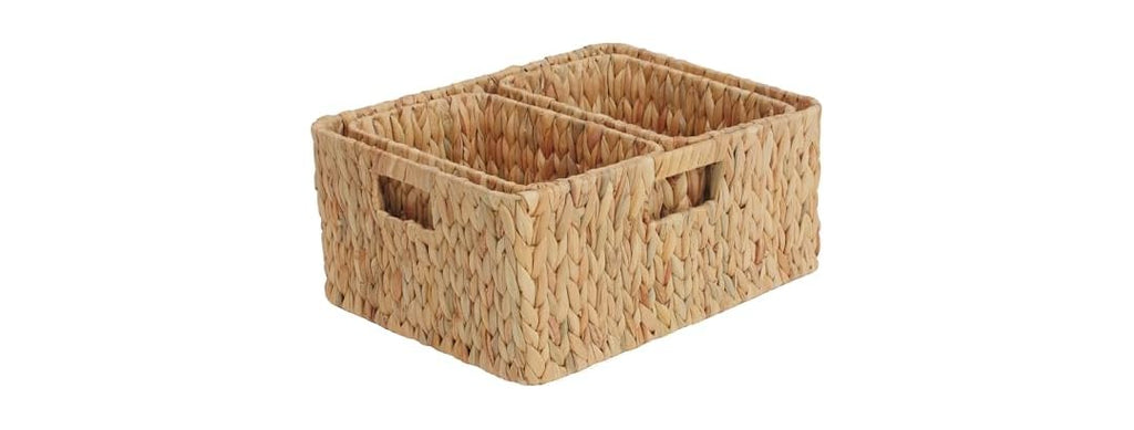 CROS Set of 3 Water Hyacinth Storage Baskets Kitchen (Natural)
