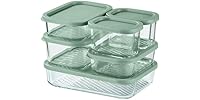EATEX 6 Pk Glass Meal Prep Containers with Grooved Base