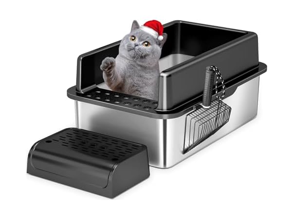 XSBAIHUO Stainless Steel Cat Litter Box with Lid