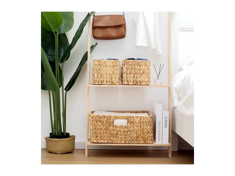 JS HOME Water Hyacinth Wicker Storage Baskets