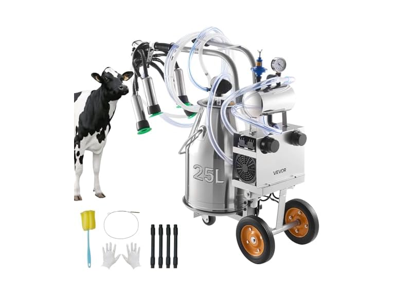 Electric Cow Milking Machine, 6.6 Gal / 25 L 304