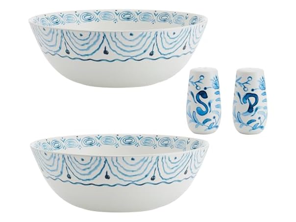 Fitz and Floyd Sicily Blue Italian Design Serve Bowls Set of 2