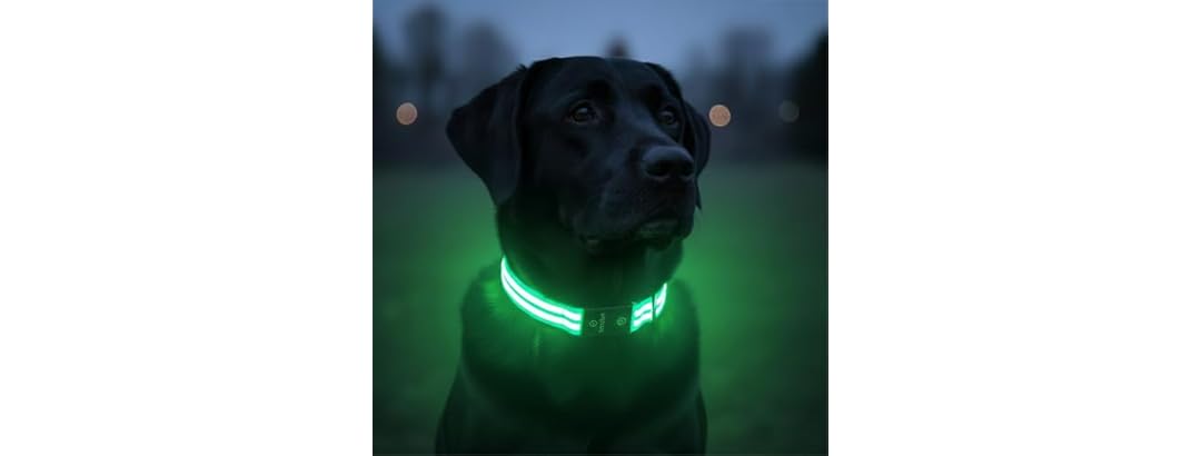 Tractive LED Light Up Dog Collar USB Rechargeable (Green)