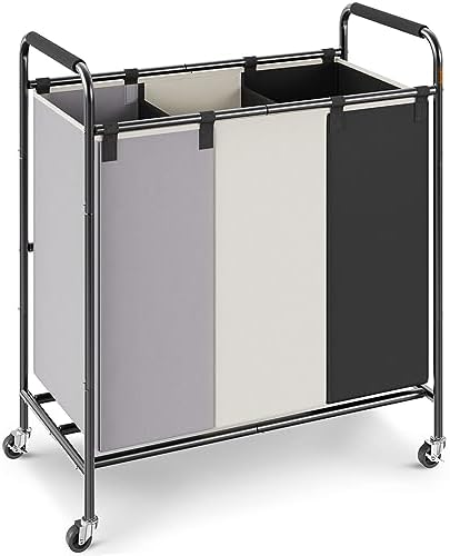 3-Section Laundry Basket, Heavy Duty Laundry