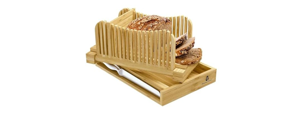 Bamboo Bread Slicing Guide with Knife