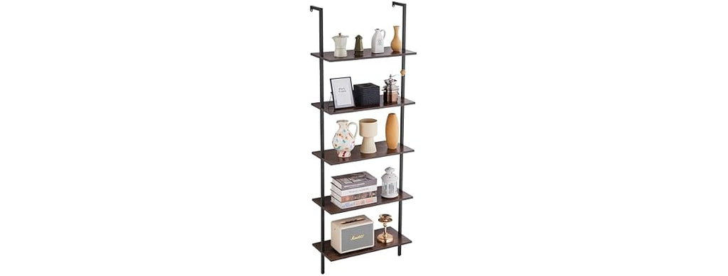 Ladder Shelf, 5-Tier Bookshelf 24x11.8in Black