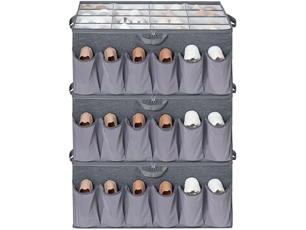 STORAGEIDEAS Extra Large Fabric Shoe Organizer Grey, 3 Pack