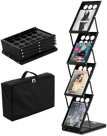 Foldable Magazine Display Rack, 4-Tier Brochure