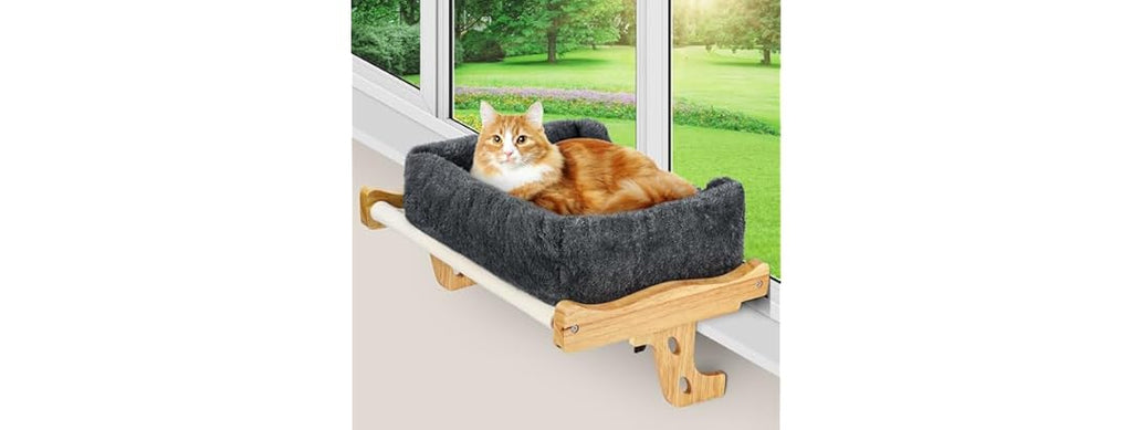 Heated Wood Cat Window Perch w/ Timer