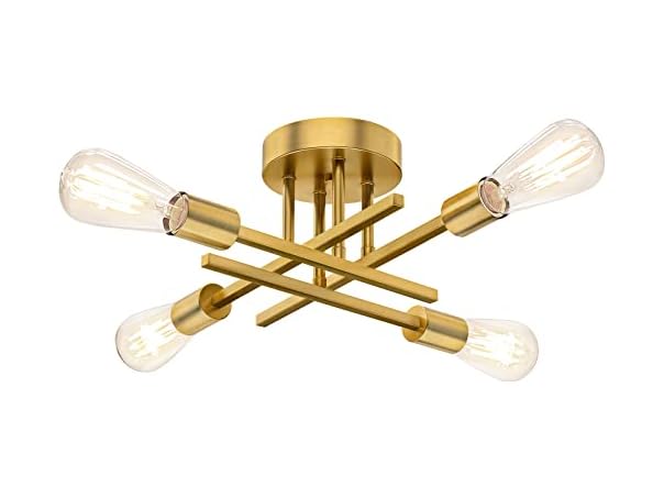 TOBUSA Gold Semi Flush Mount Ceiling Light Fixture