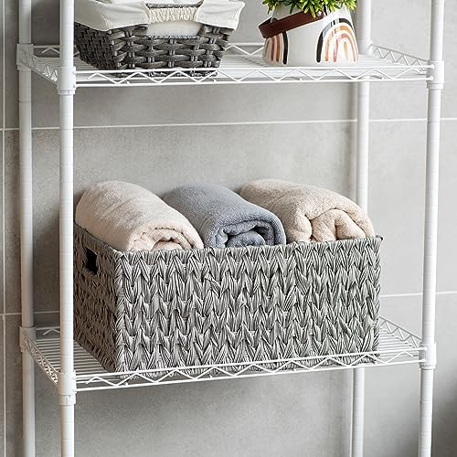 CROS Large Waterproof Woven Plastic Storage Basket Grey
