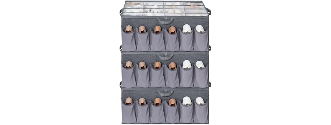 STORAGEIDEAS Extra Large Fabric Shoe Organizer Grey, 3 Pack