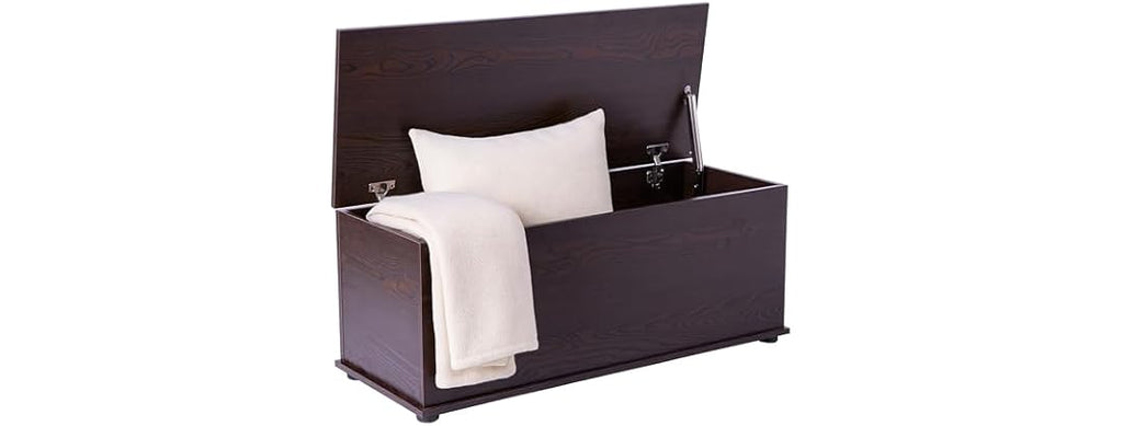 Basicwise Wooden End of Bed Storage Chest Brown