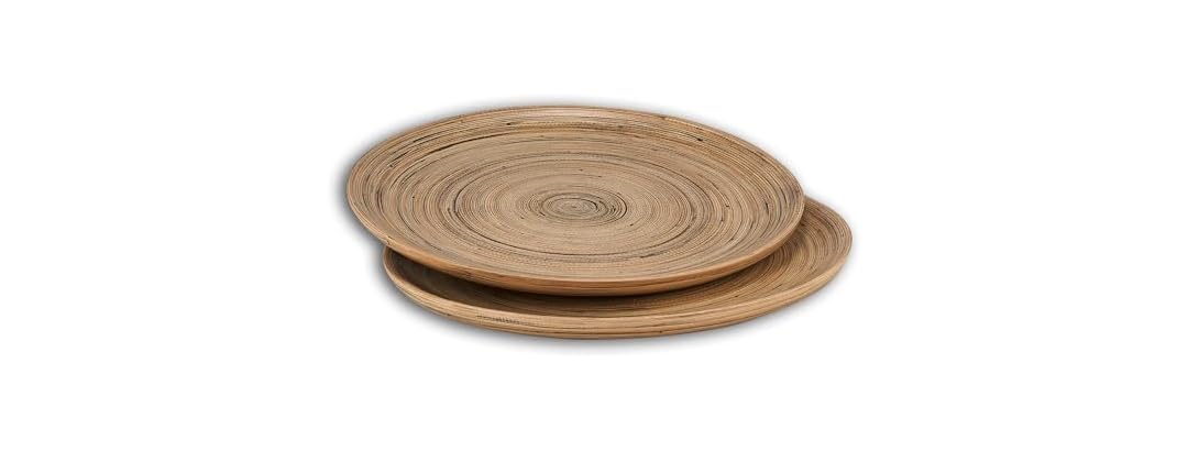 LEXA 12" Bamboo Round Serving Tray Set